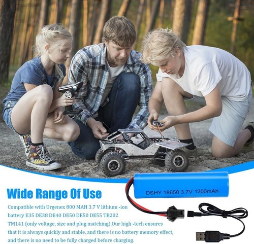 4x Batería 3.7V 1200mAh y Cable USB para DE45 DE42 1:14 SM-2P - Azul - Imagen 7 de 8