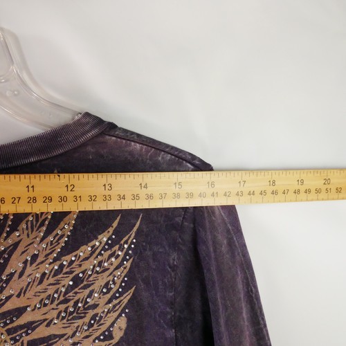 Vocal Womens Size M Embellished Graphic Purple Burnout Long Sleeve Shirt - Picture 9 of 13