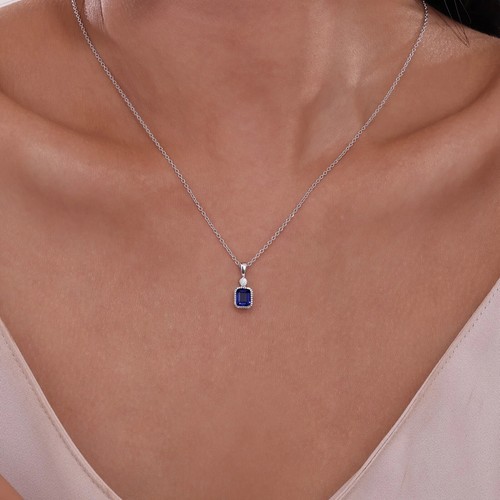 BRAND NEW Lafonn Platinum Plated Blue September Birthstone Necklace BP009SAP20 - Picture 2 of 3