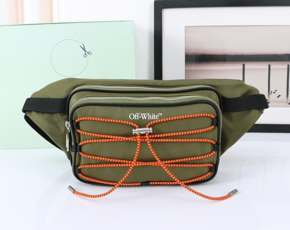 OFF Arrows WHITE Courrie Flap Drawstring Shoulder Bag Belt Bag Size: 33*18*7
