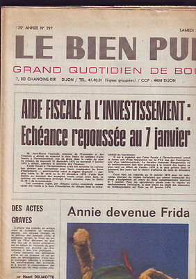Zeitung Le Bien Public Samstag und Sonntag 27.-28 Dezember 1975