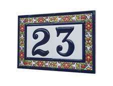 Floral Designed Hand-painted Ceramic Address Number and Letter Tiles 11 x 5.5 cm