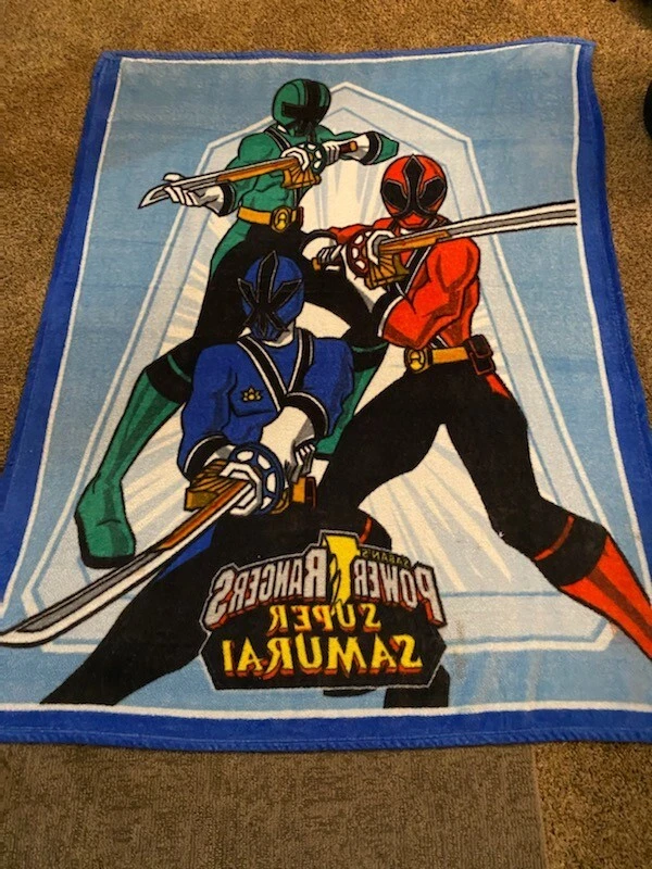 Vintage Super Samurai Power Rangers Throw Blanket 46x59
