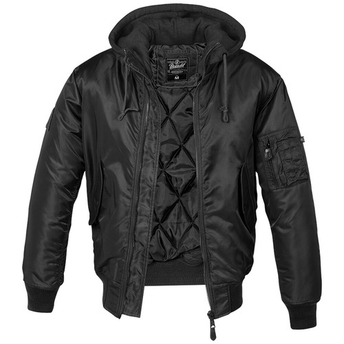 Brandit MA1 Sweat Hooded Jacket Mens Military Lined Flight Warm Police Black