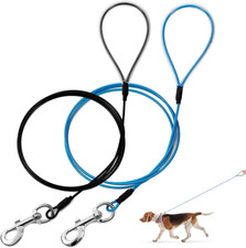 6FT Heavy Duty Dog Leash,2Pack Chew Proof Metal Cable Lead,Chew Resistant Leash