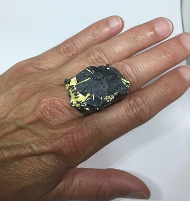 Pyrit Hämatit Ring klobig verstellbar Neu ohne Etikett Handwerker