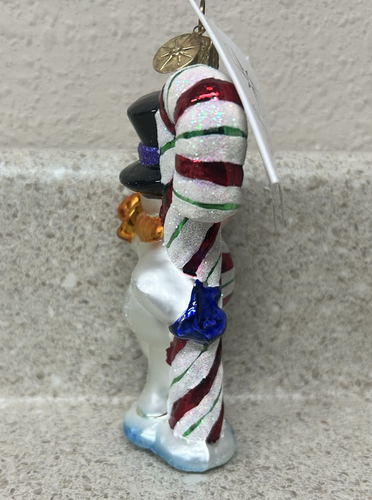 Christopher Radko Peppermint Chillin Snowman Christmas Ornament 5" w/Tag - Picture 4 of 5