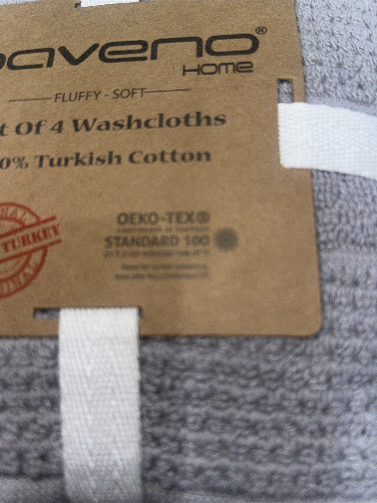 Baveno Home 100 Turkish Cotton FluffySoft 4 Pack Washcloths Grey 12 X