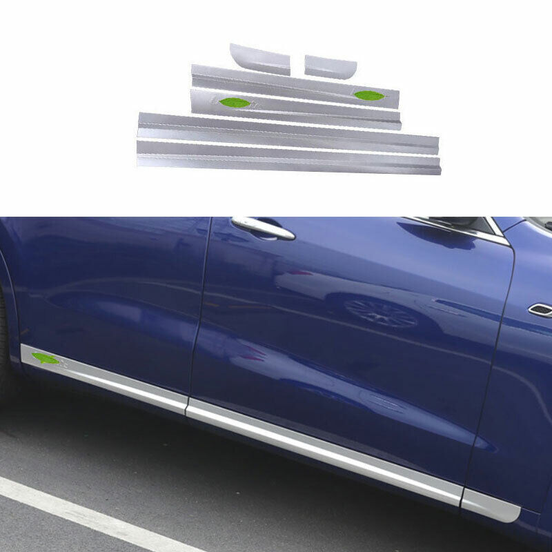 2017-21 Maserati Levante Silver Steel Door Side Molding Trim Kit 6pcs