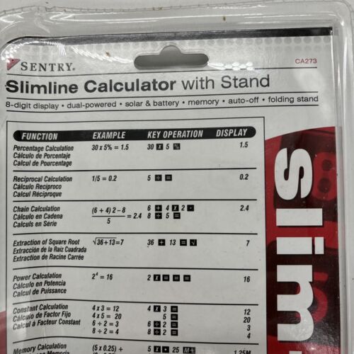 2 Sentry Slimline Solar & Battery Calculator No. CA273 Sentry New 8 Digit - Picture 4 of 6