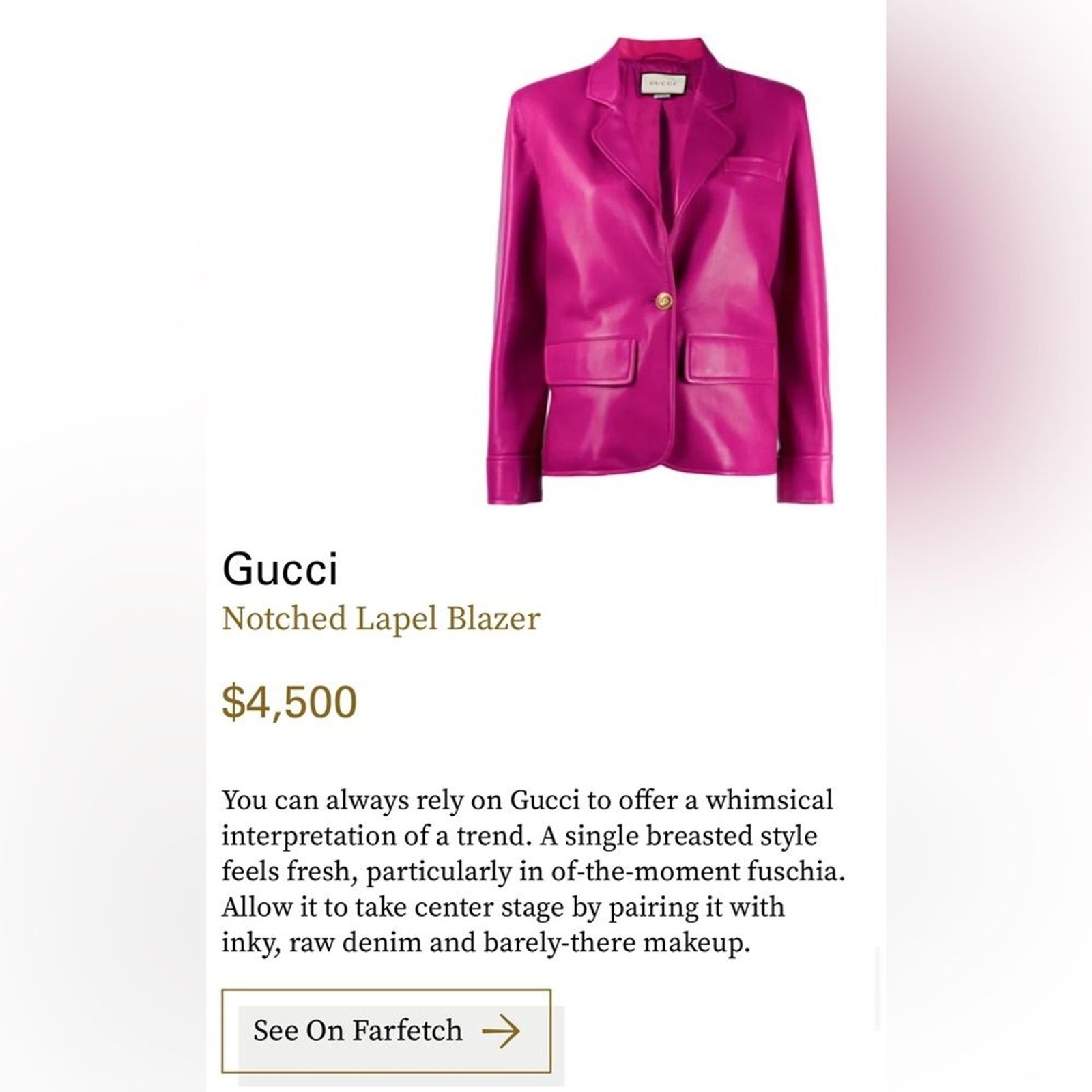 RRP US$5,000 RARE Gucci women pink lamb leather blazer jacket image 3