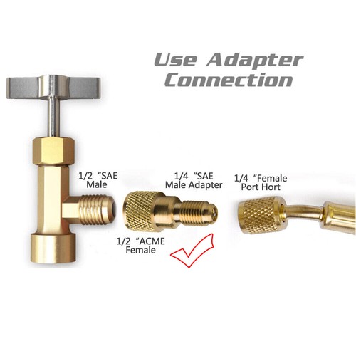 1/4" SAE Male Flare to 1/2 ACME Female Charging Hose Pump Tank Adapter 1/2-20UNF - Picture 3 of 7
