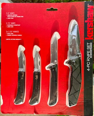 Kershaw NOS 4 knife 2018 Promo Set 1 Assisted, 1 Flipper, 2 Lock Blade Knives