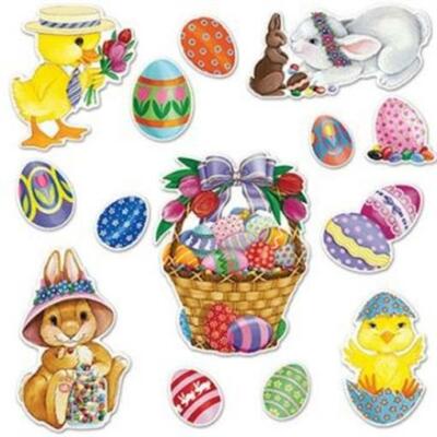 Easter Basket & Friends Cutouts 14 Pack 4'' to 15'' Easter Decoration Easter Decor
