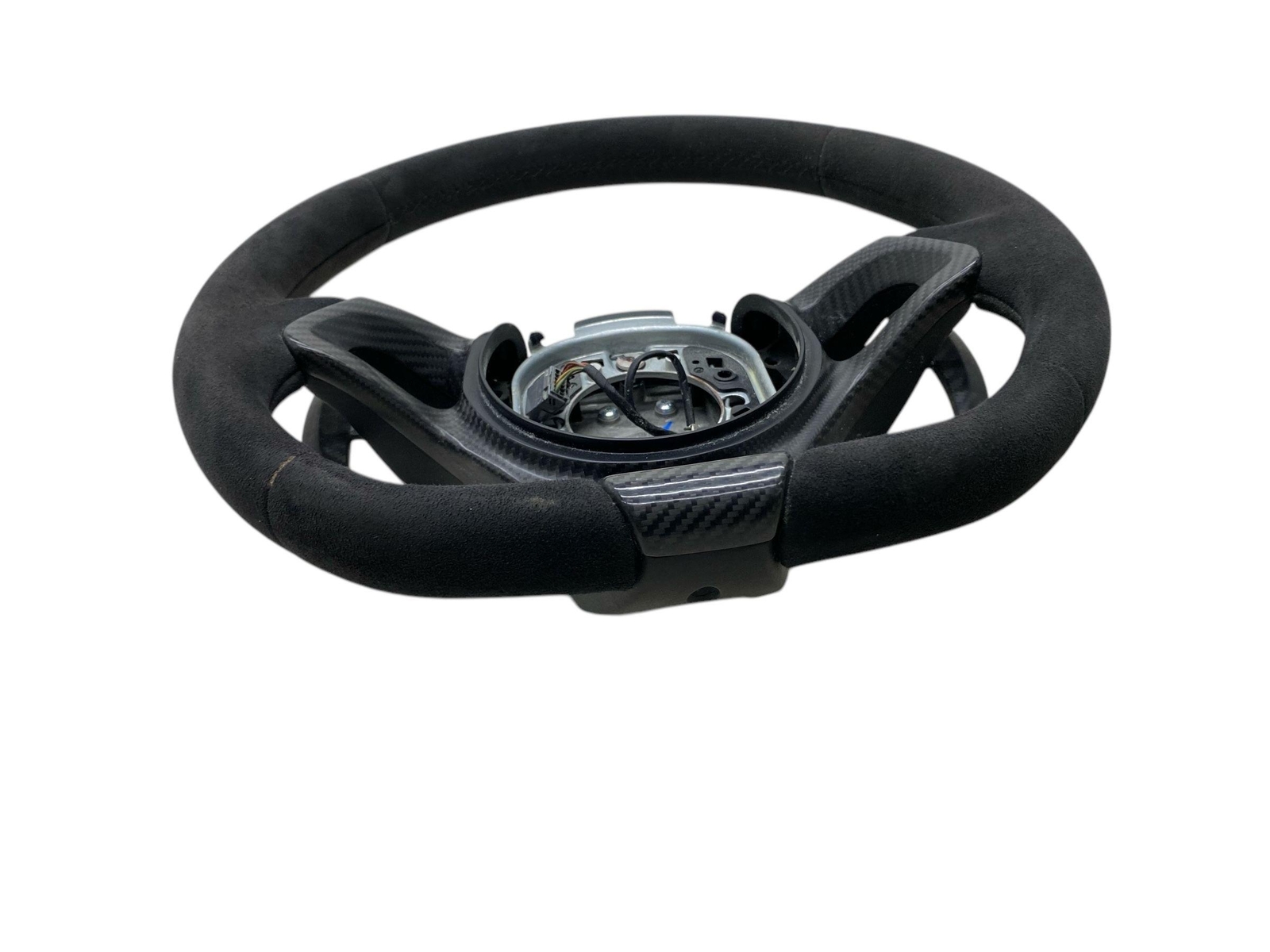 2019-2021 MCLAREN 600LT STEERING WHEEL CARBON FIBER INSERT BLACK ALCANTARA OEM