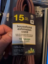Gogreen Power gg24815 16/2 15 Household Extension Cord 3 Outlets Brown 15 Ft