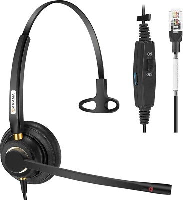 Arama Phone Headset RJ9 w/Noise Canceling Mic w' Polycom VVX411 VVX311 VVX410