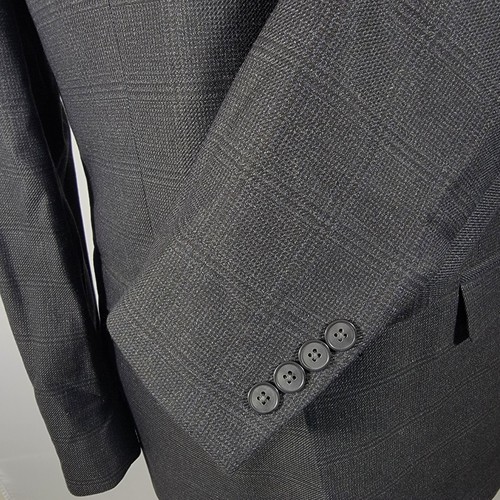 Van Heusen Men's Sport Coat Blazer Two Button Navy Black Plaid Slim Fit Sz 44L - Picture 11 of 16