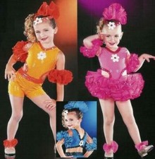 GROUP LOT 3- Child Large Orange TUTU w/ Arm Pouffs Dance Jazz Tap Costume
