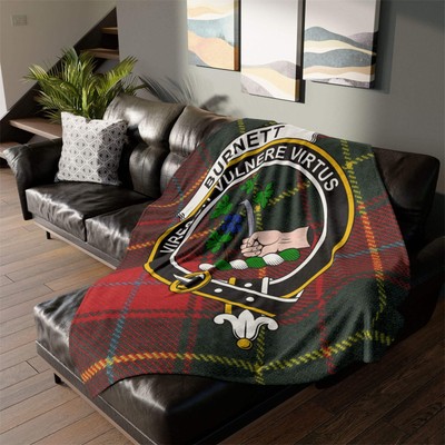 Burnett Clan Crest Scottish Tartan Blanket