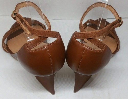 Halston Heritage Mandi Embossed Brown Leather/Suede Sandal Sz 9M MSRP $365 - Picture 9 of 10