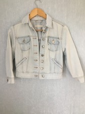 New Look Yes Yes Ladies Vintage Blue Faded Denim Jacket Half Sleeves Size 8