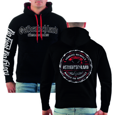 Herren Kapuzenpullover Ostdeutschland mit Rückendruck Vergiss Niemals Heimat 