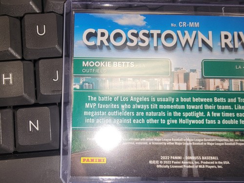2022 Donruss CROSSTOWN RIVALS Mookie Betts SP Mike Trout CASE HIT CR-MM Holofoil - Picture 7 of 8