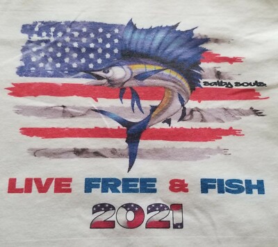 Marlin US Flag Logo 4th of July Patriotic T-shirt Salt Beach Fishing Surf Life 