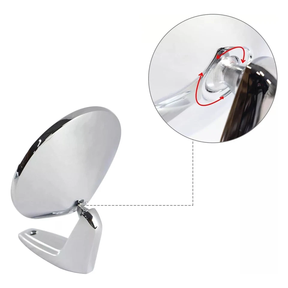 Conjunto de espelho retrovisor porta externa cromado 2 peças para Dodge para Plymouth 1966-1975 - Imagem 4 de 4