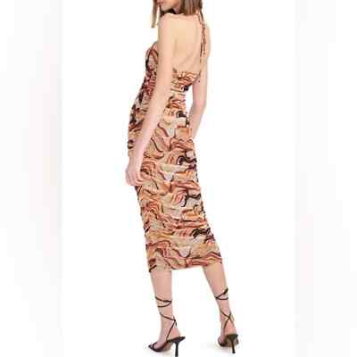 ruffled ruched midi dress en saison En Saison Pink Ruffled Midi Dress by En Saison