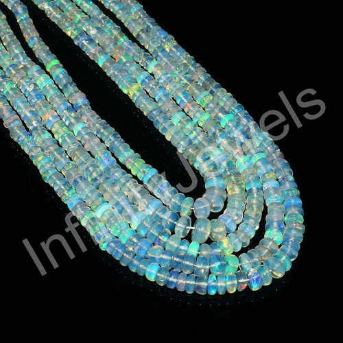 925 Silber Welo Natürlicher Äthiopischer Feueropal Rondell Perlen Halskette Schmuck - Bild 5 von 18
