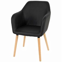 Esszimmerstuhl Vaasa T381, Stuhl, Retro 50Er Jahre Design Kunstleder, Schwarz
