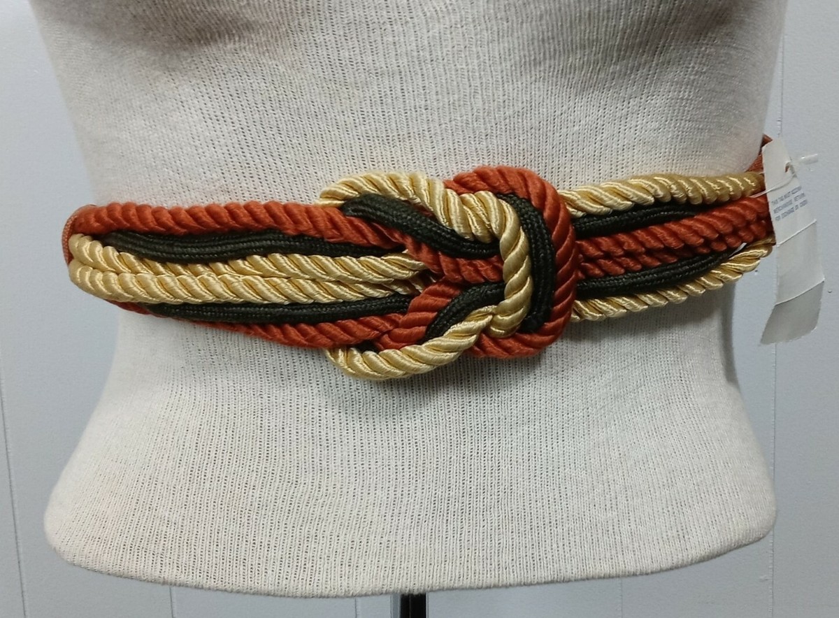 Vintage 70s Gold Rope Weave Hook Loop Closure waist belt women’s Rope Size S Belts for Women for sale | eBay main image 2