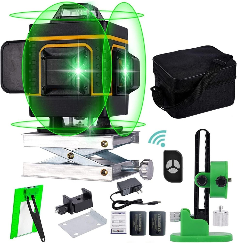 16-Line 4D Self-Leveling Laser Level with 4x360 Green Beam for Precision Alignment