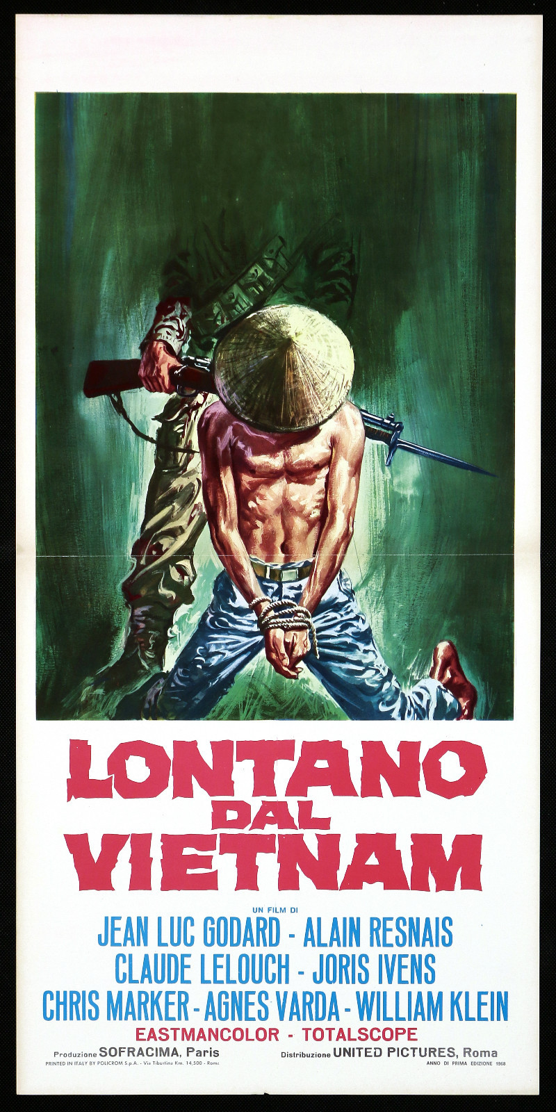 Locandina originale film Lontano dal Vietnam (1967) - Regia di Agnès Varda, Alain Resnais, Chris Marker, Claude Lelouch, Jean-Luc Godard, Joris Ivens, William Klein
