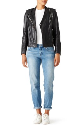 Zadig & Voltaire Loon Spi Black Lamb Leather Zipper Moto Biker Jacket 38 S NWT