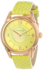 Versace Women's VFF050013 Dafne Rose Gold Ion Plated Steel Yellow Leather Watch