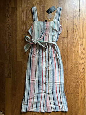 New Look Women's Stripe Button Through, Linen Midi Dress, Size 0, NWT | eBay New Look Women's Stripe Button Through, Linen Midi Dress, Size 0, NWT | eBay