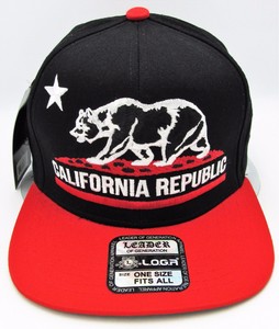 California Republic Snapback Cap Hat Cali Bear Flag Black NWT