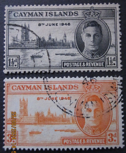 CAYMAN ISLANDS ~ S.G. 127 - 128 ~ 1946 VICTORY STAMPS OMNIBUS ~ VFU #04610