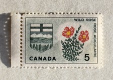 Canada 5 cent stamp 1964 - 1966 MNH # 426 Alberta Wild Rose