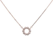 Rose Gold Plated Cubic Zirconia Flower Design .925 Sterling Silver Necklace