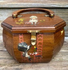 Vintage 3D Decoupage Wood Purse