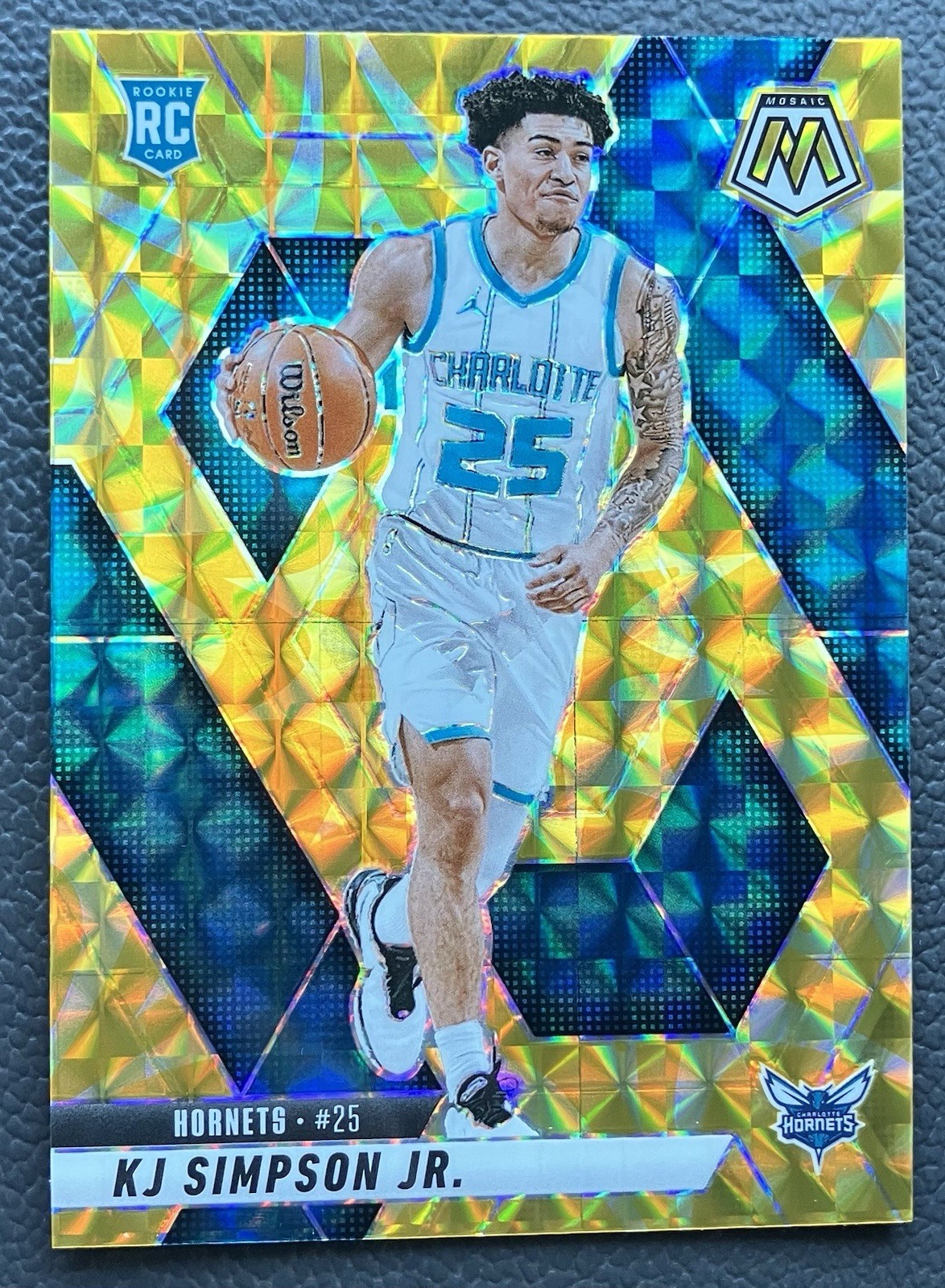 2024-25 Panini Mosaic #239 KJ Simpson Jr. Reactive Yellow Mosaic