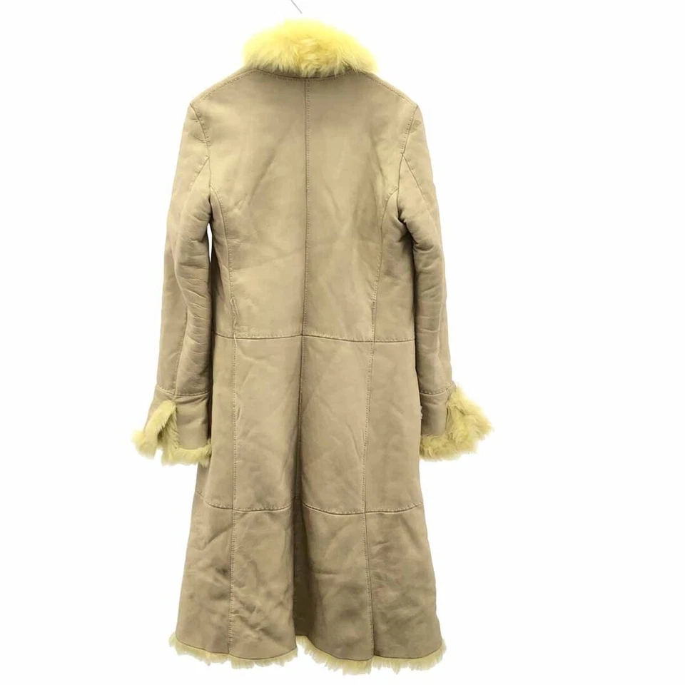 GIANNI VERSACE 1990's Mouton Leather Fur Coat Beige Yellow 42 Used MESC-0 - Image 2 of 4