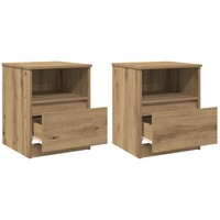 Nachttische 2Er Set Artisan Eiche 40X40X50 Cm Holzwerkstoff