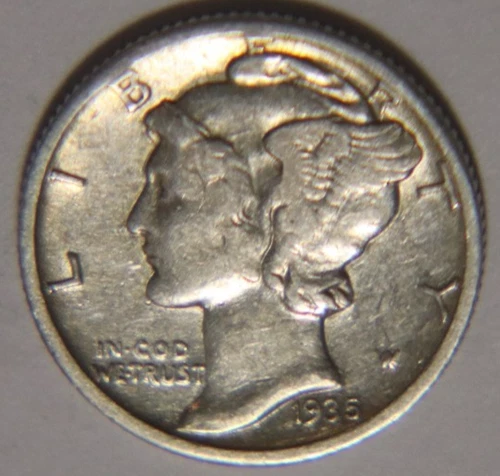 1935 S Mercury Dime 10C cents Coin Silver, VF/XF!