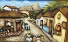 Textured Art Painting Spanish Village Scene Framed Wood Mixed Media — photo 2