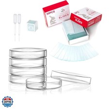 Sterile Plastic Petri Dishes Set, 50 Pcs Blank Microscope Slides, 100 Pcs 20x...